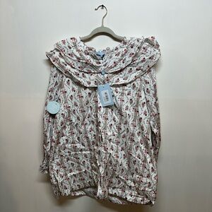 Hill House L Colette Dress Pink Vine Stripe